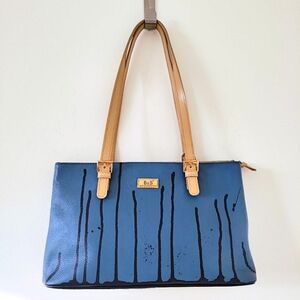 Handpainted leather tote shoulder bag